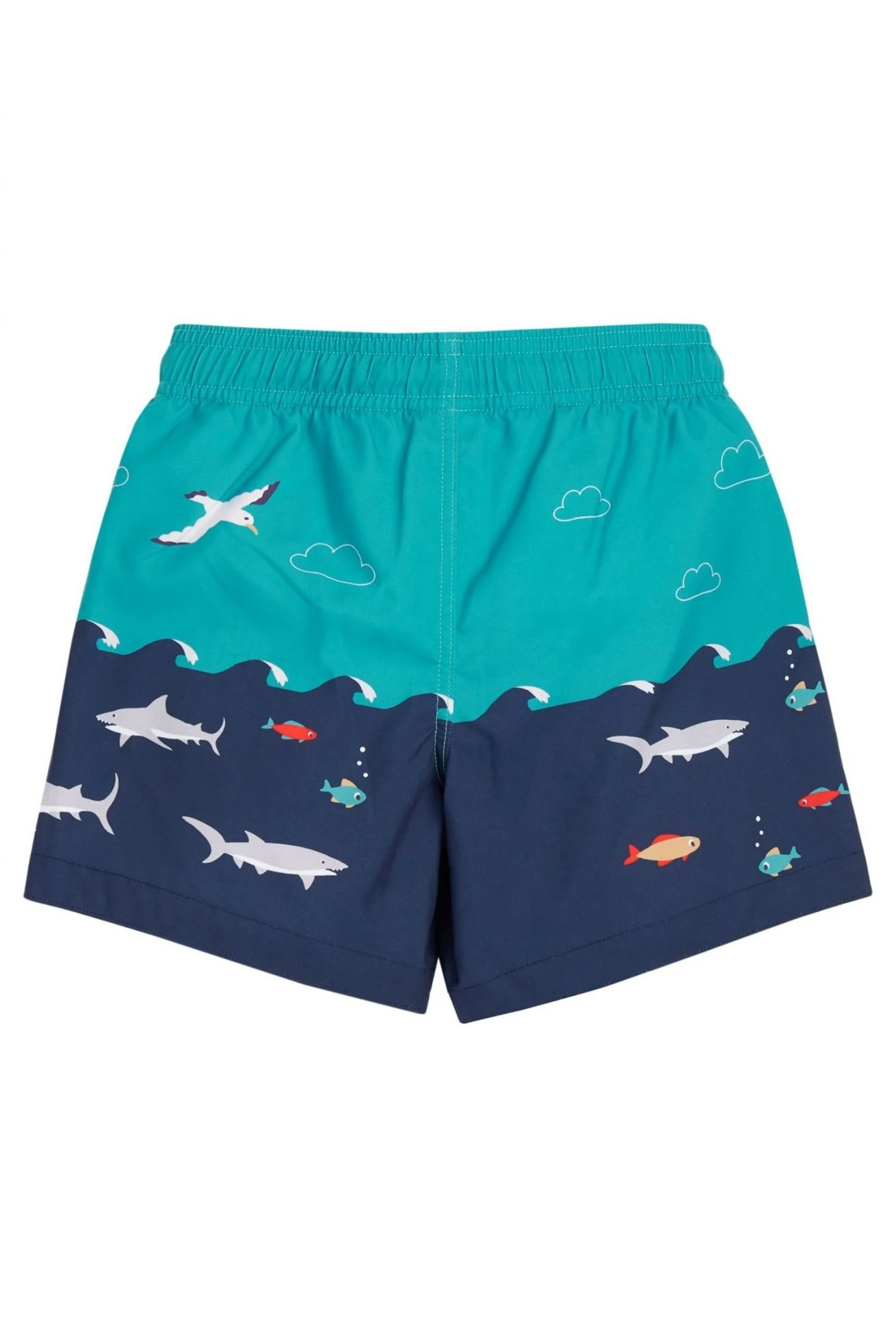 Frugi Blue Sea Shark UPF 50+ Recycled Board Shorts 4 Frugi Blue Sea Shark UPF 50+ Recycled Board Shorts - Image 2