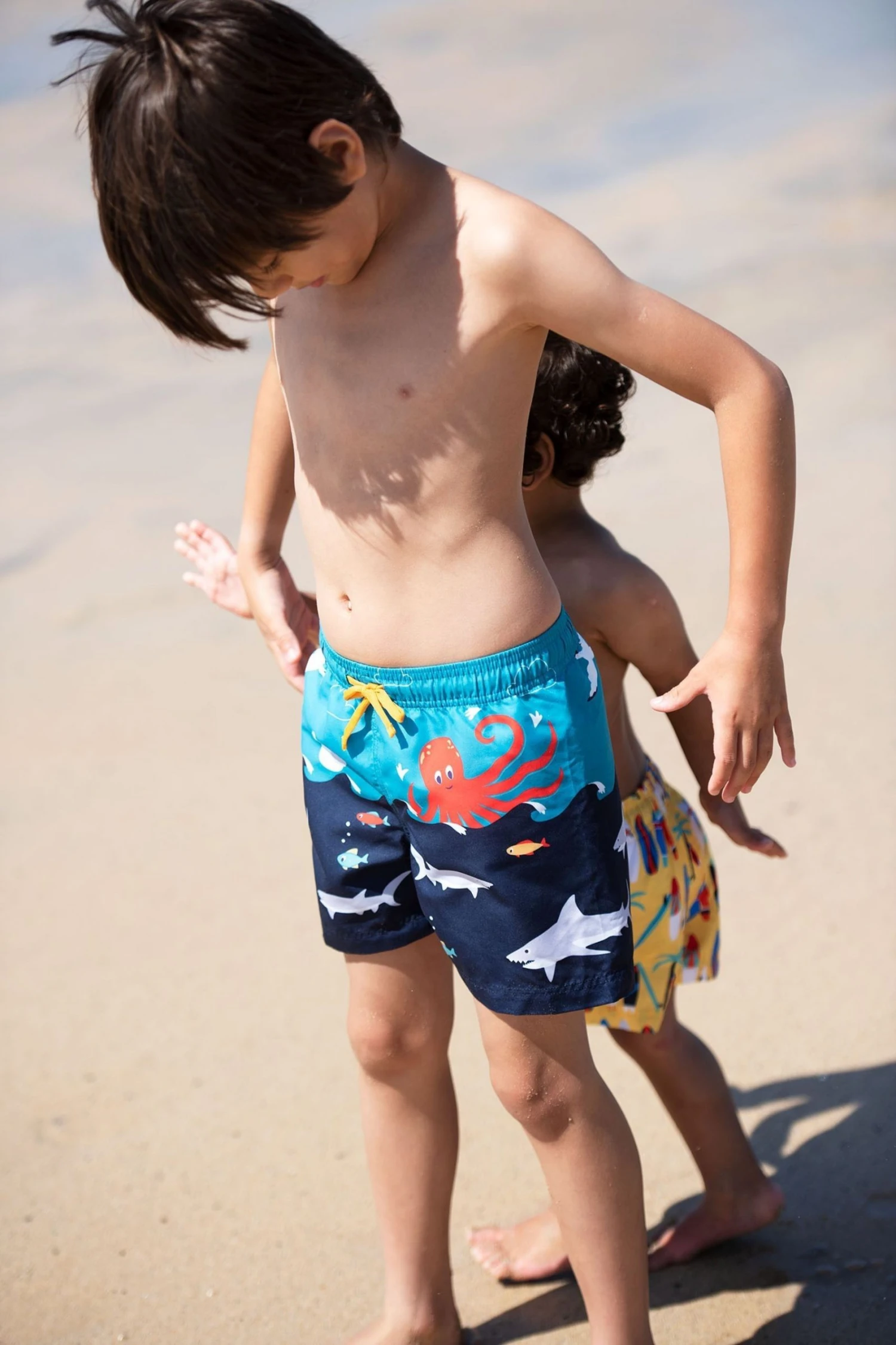 Frugi Blue Sea Shark UPF 50+ Recycled Board Shorts 5 Frugi Blue Sea Shark UPF 50+ Recycled Board Shorts - Image 3