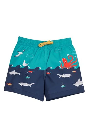 Frugi Blue Sea Shark UPF 50+ Recycled Board Shorts 6 Frugi Blue Sea Shark UPF 50+ Recycled Board Shorts - Image 4