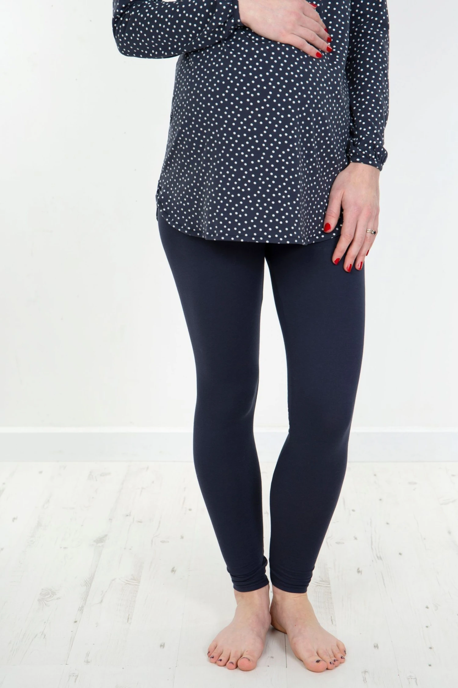 Frugi Navy Blue Organic Cotton Roll Top Maternity Leggings 3 Frugi Navy Blue Organic Cotton Roll Top Maternity Leggings