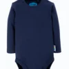 Frugi Navy Blue Organic Cotton Long Sleeve Plain Bodysuit