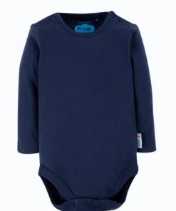 Frugi Navy Blue Organic Cotton Long Sleeve Plain Bodysuit