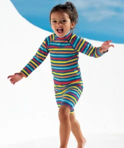Frugi Blue UPF 50+ Rainbow Stripe Jammer Swim Shorts