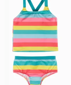 Frugi Natural Rainbow Stripe UPF 50+ Recycled Reef Tankini