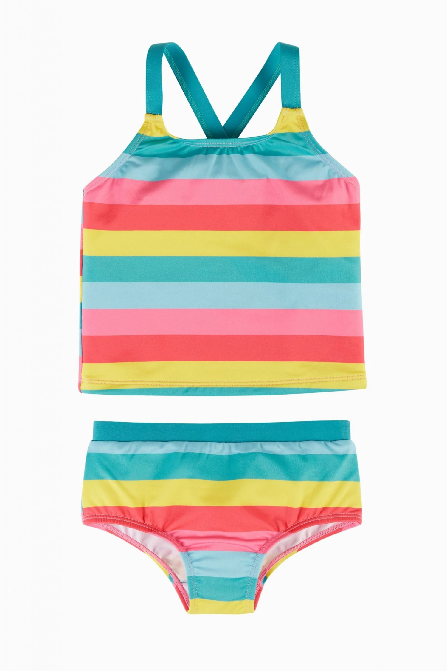 Frugi Natural Rainbow Stripe UPF 50+ Recycled Reef Tankini 3 Frugi Natural Rainbow Stripe UPF 50+ Recycled Reef Tankini
