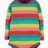 Frugi Pink Rainbow Stripe Organic Cotton Long Sleeve Bodysuit