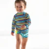 Frugi UPF 50+ Blue Rainbow Whales Kids Trunks
