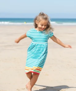 Frugi Blue Organic Rainbow Dress