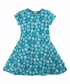 Frugi Blue Organic Seashell Spring Skater Dress