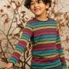 Frugi Navy Blue Rainbow Stripe Organic Cotton Long Sleeve Top
